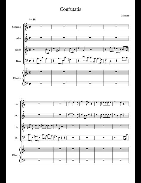 Confutatis Wamozart Requiem Tenor Sheet Music For Piano Voice