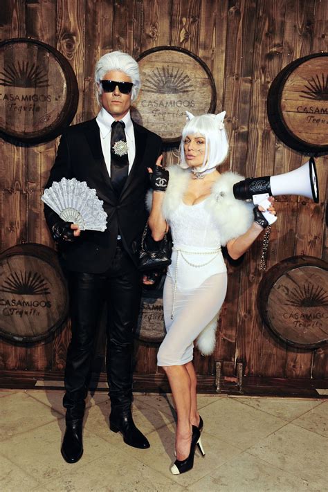 2015 Josh Duhammel And Fergie As Karl Lagerfeld And Choupette 53 Epic Celebrity Halloween