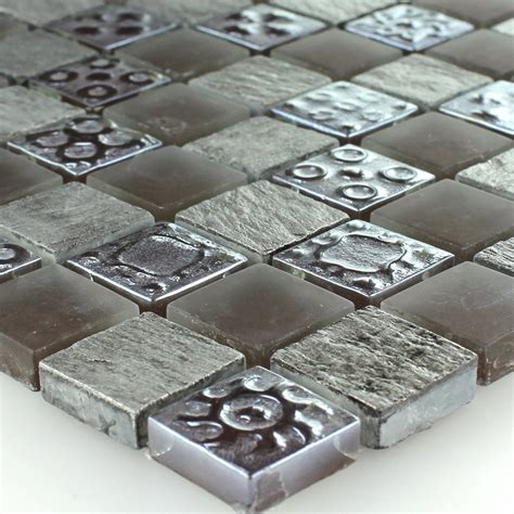 Beim abrufen der übersetzung ist ein problem aufgetreten. Kalkstein Glas Mosaik Fliesen Grau Braun 23x23x8mm | eBay ...