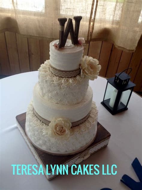 Burlap Buttercream Rosettes Wedding Cake Cake Rosette