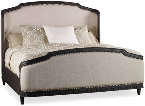 Includes headboard, footboard and rails. Corsica Dark Wood King Upholstered Shelter Bed from Hooker ...