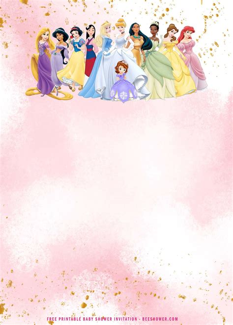 Free Printable Disney Princess Baby Shower Invitation Templates