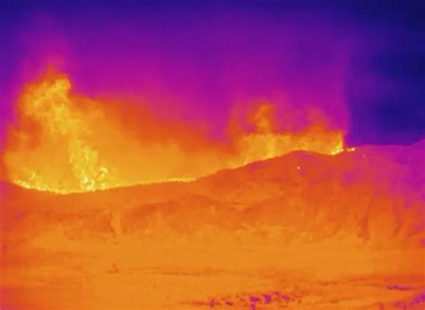 Forward Looking Infrared Camera Capture Wildfire Approaching Tahoe