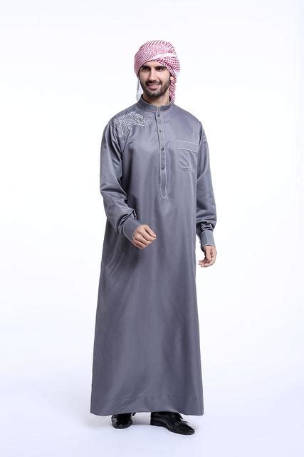 Muslim Men Saudi Style Jubba Thobe Islamic Thoub Abaya Long Sleeve Robe