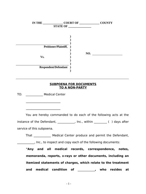 Subpoena Documents Form Fill Out And Sign Online Dochub