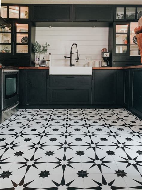 Kitchen Floor Makeover With Floor Pops Altair Tiles Fontaine Farmhouse