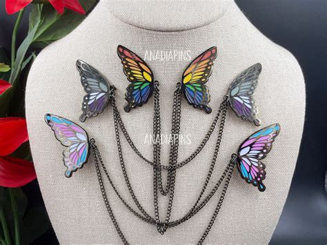 This Listing Is For A Set Of Pride Butterfly Wing Collar Pins With