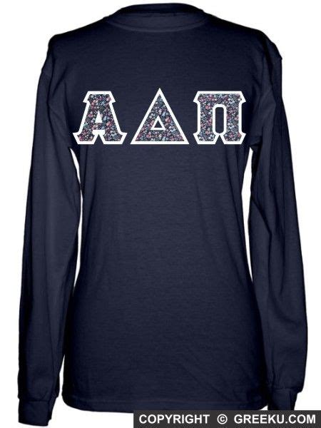 Alpha Delta Pi Regular Long Sleeve T Shirt With Letters Alpha Delta Pi Heavy Cotton Long