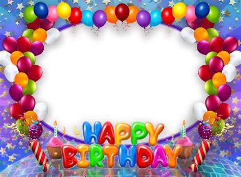 Birthday frames borders illustrations & vectors. Happy Birthday Transparent PNG Frame with Balloons ...