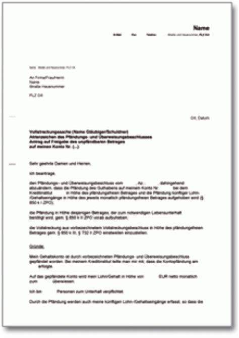 Freigabeantrag bei Kontopfändung ⋆