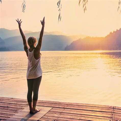 Early Morning Woman Practicing Yoga By The Lake Stock Photo 08 Free