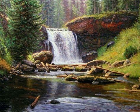 Littlepainter Waterfall Scenery Scenery Pictures Smoky Mountains Art