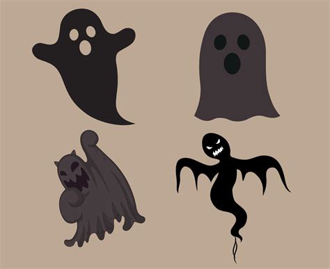 Ghosts Black And Gray Objects Signs Symbols Vector Illustration