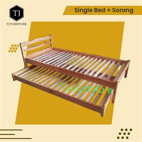 Jual Single Bed Bed Sorong Ranjang Kayu Uk 90 X200cm Ranjang Sorong Kayu Uk 90 X190cm