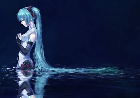 Vocaloid Hatsune Miku Blue Hair Water Anime Anime Girl Wallpaper