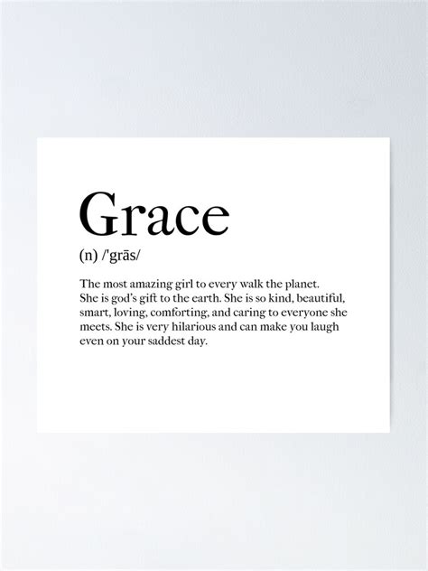 Grace Definition Poster For Sale By Tastifydesigns Redbubble