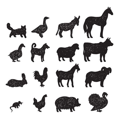 Farm Animal Silhouette Patterns
