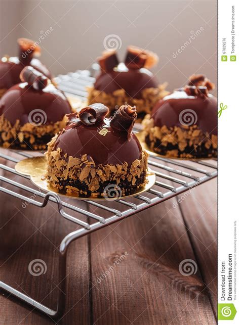 French Mousse Cake Covered With Chocolate Glaze Stock Photo Image Of