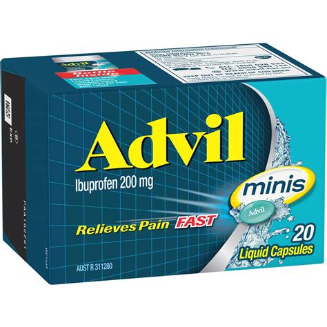 Advil Minis Liquid Capsules Ibuprofen Pain And Fever Relief 20 Pack