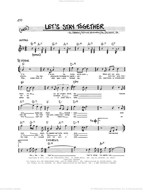Let S Stay Together Sheet Music Real Book Melody And Chords Real Book