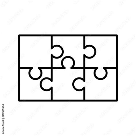 6 White Puzzles Pieces Arranged In A Rectangle Shape Jigsaw Puzzle