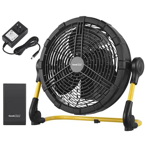 Geek Aire Cordless 12 In Rechargeable Outdoor High Velocity Floor Fan With Detachable Power