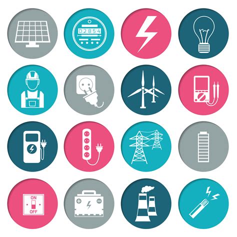 Electricity Power Icons Set 453118 Vector Art At Vecteezy