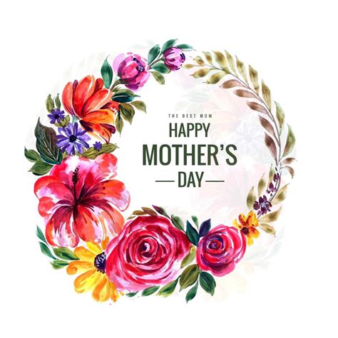 Happy Mothers Day Watercolor Flower Wreath 1233594 Download Free