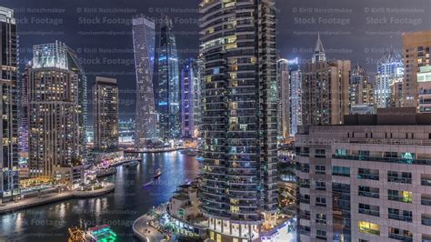 Aerial View Of Dubai Marina Residential And Office Skyscrapers With