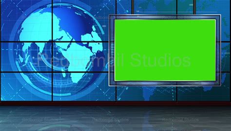 News 09 Broadcast Tv Studio Green Screen Background Loopable Fundo De