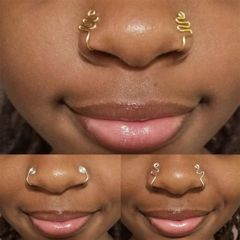 Double Nose Hoop Fake Double Cuff Nose Ring Tribal Nose