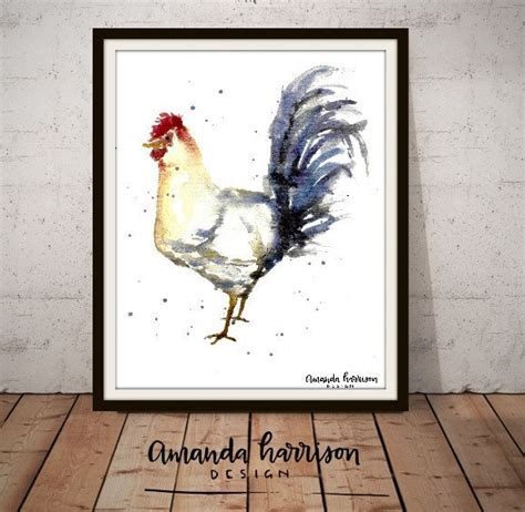 Chicken Watercolor Print Farm Animal Watercolor Art
