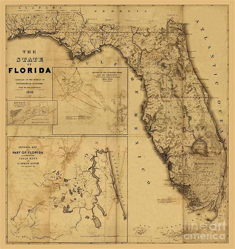 Vintage 1816 Florida State Map Photograph By Scott D Van Osdol