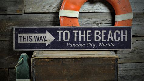 This Way To The Beach Wood Sign Custom Beach Location Sign