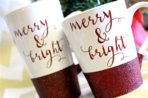 Christmas Mug Glitter Christmas Mug Merry And Bright Coffee