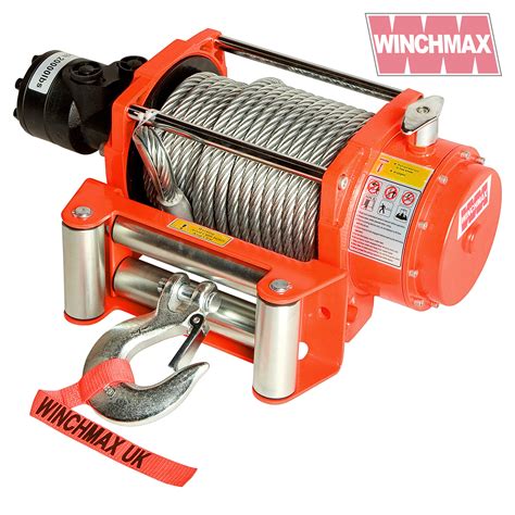 Hydraulic Winch 20000 Lb Winchmax Original Orange Winch Steel Rope