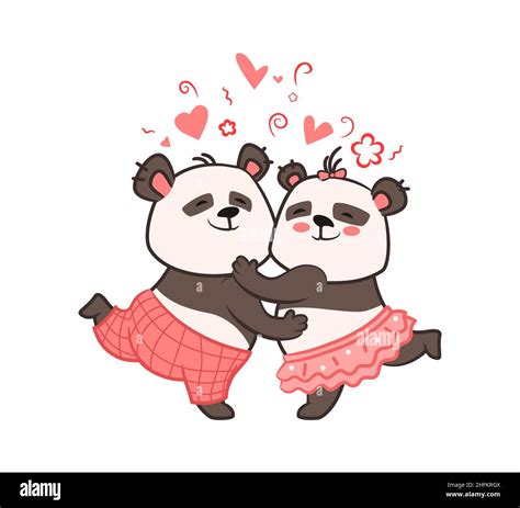 Two Cute Pandas Hugging Each Other Congratulating On Valentines Day