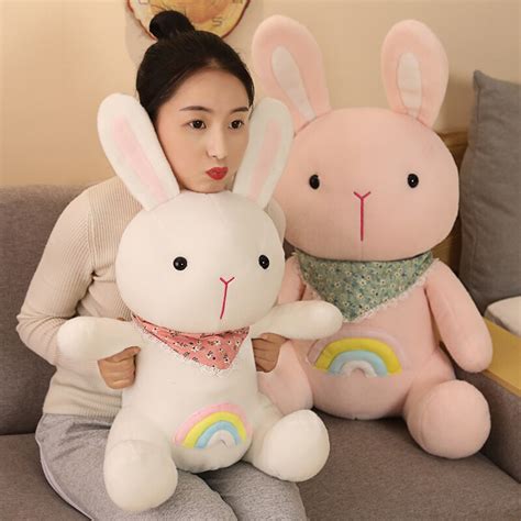 6075cm Kawaii Rainbow Rabbit Plush Toys Cute Stuffed Soft Bunny Animal