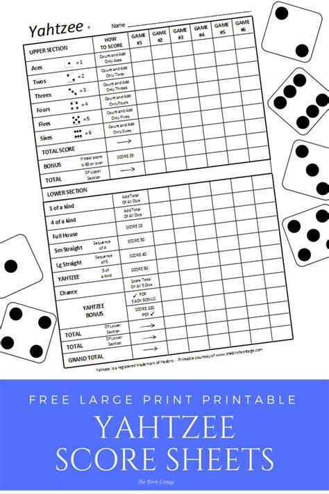 Diy Yard Dice With Free Printable Yahtzee Score Sheets Yahtzee Score