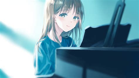 Download 1920x1080 Instrument Anime Girl Piano Music Long Hair