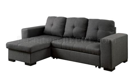 Denton Sectional Sofa Cm6149gy In Gray Fabric Wpullout Sleeper