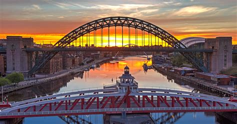 Sunrise Over The Tyne Bridges Newcastle Upon Tyne Tyne And Wear