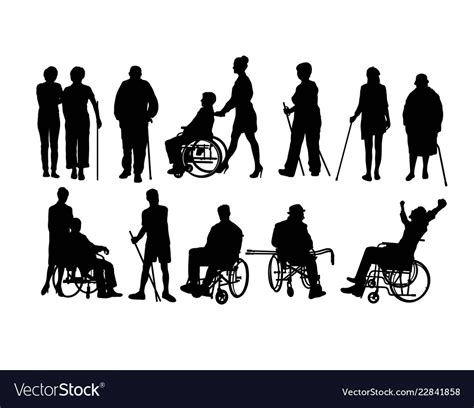Disabled People Silhouettes Royalty Free Vector Image