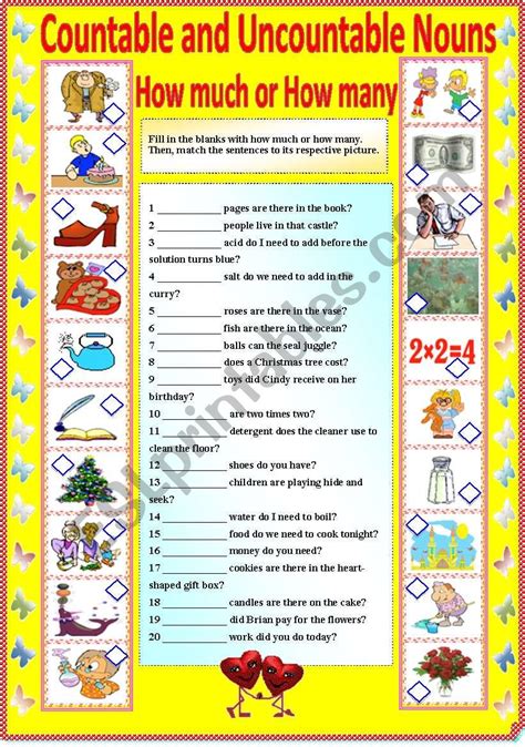 Countable Uncountable Nouns Worksheet Countableuncountable Nouns