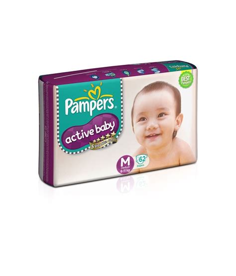 Pampers Active Baby Diapers Medium Size 62 Pc Pack Buy Pampers Active