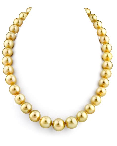 14K Gold 11 13mm Golden South Sea Cultured Pearl Necklace AAA Quality