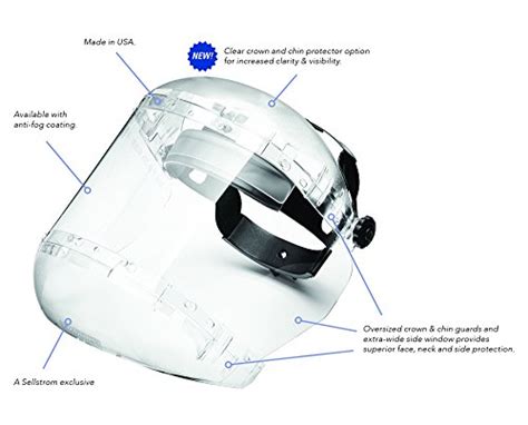 Sellstrom Dual Crown Safety Face Shield With Ratchet Headgear Clear