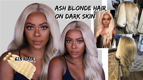 If you have long, voluminous hair then you will be most beneficial however, dark skin toned women will be most beneficial from this color. Ash Blonde Hair on Dark Skin + Wig Styling | Toning 613 ...