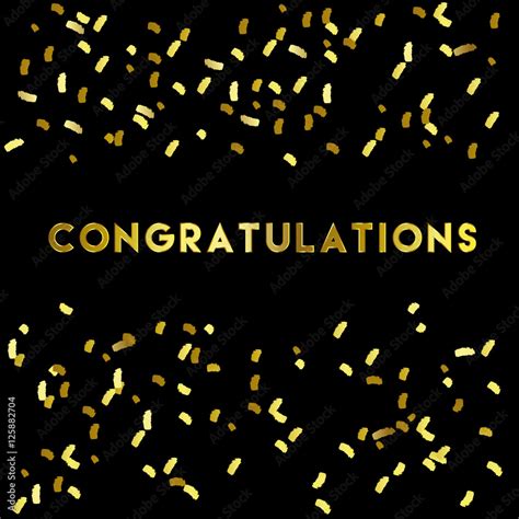 Congratulation Lettering And Gold Confetti On Black Background Luxury