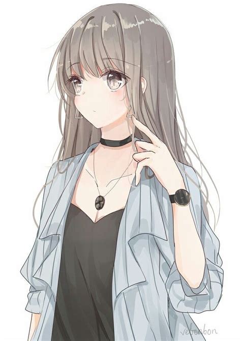 Black & white (黒白の王子 kuroshiro no ōji lit. Anime girl with silver grayish hair with silver eyes with a light grey jacket and black shirt ...